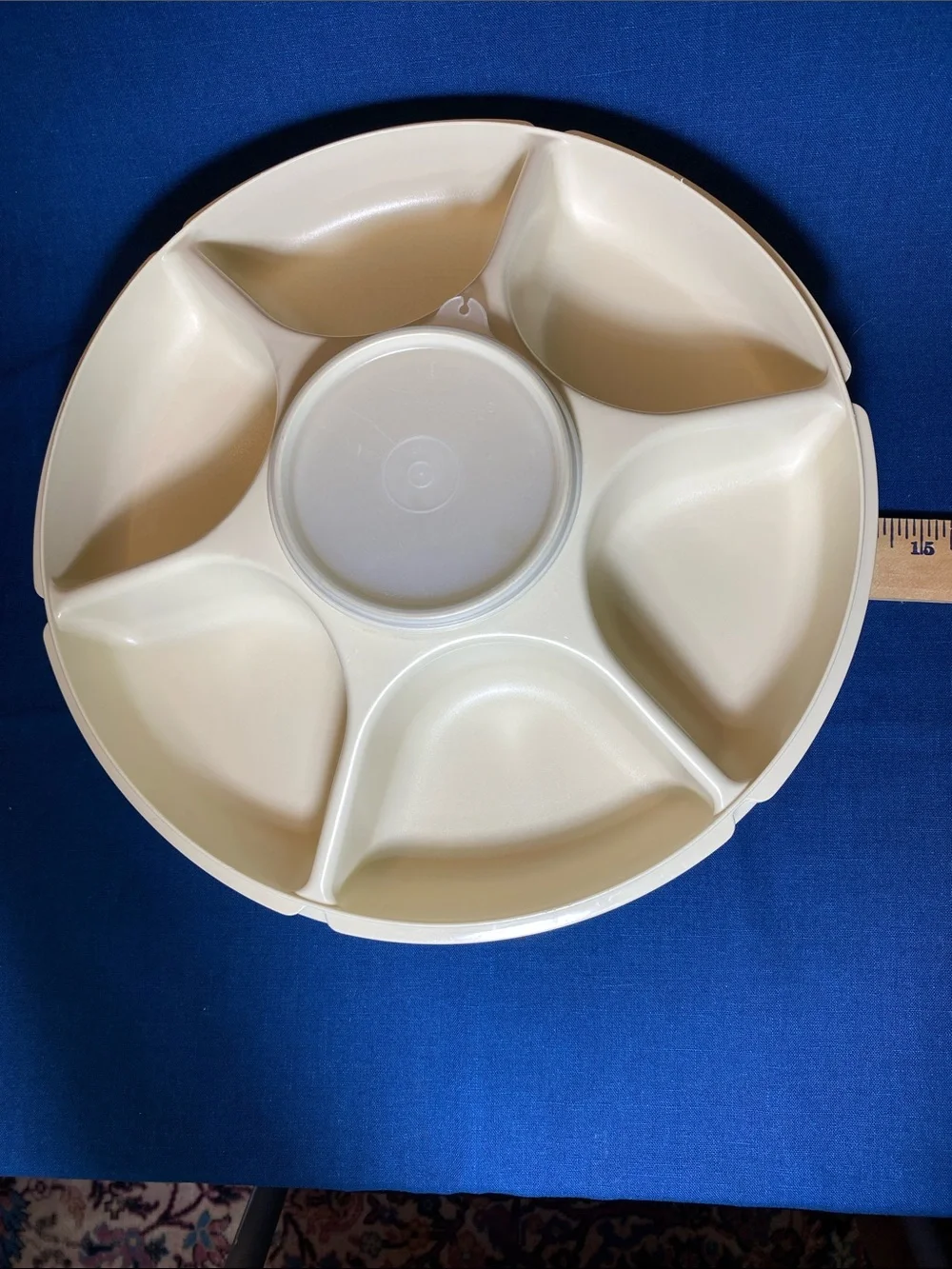 TUPPERWARE Serving Tray & Lid with 6 sections + Dip Container & Lid - Vintage
